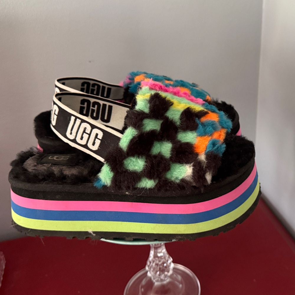 UGG Kids' Colorful Fluffy Slippers - Picture 4 of 7